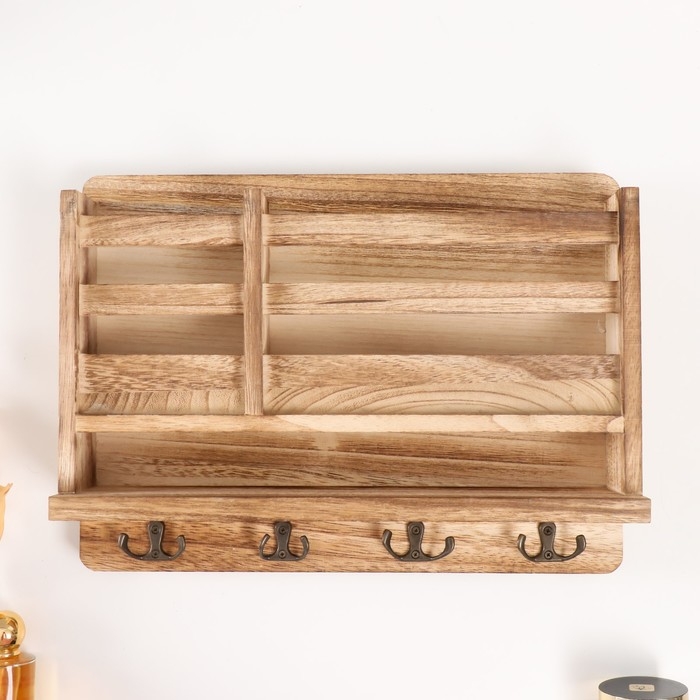 Крючки декоративные дерево с карманом и полочкой под роспись  Крючки декоративные дерево с карманом и полочкой под роспись "Натуральный" 10,5х28х18 см