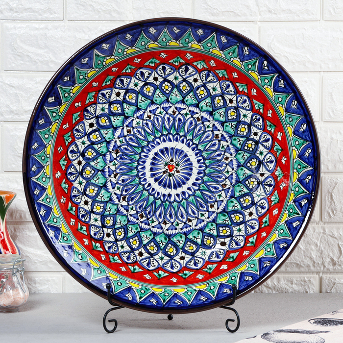 Ляган Риштанская Керамика  Ляган Риштанская Керамика "Узоры", 42 см, синий