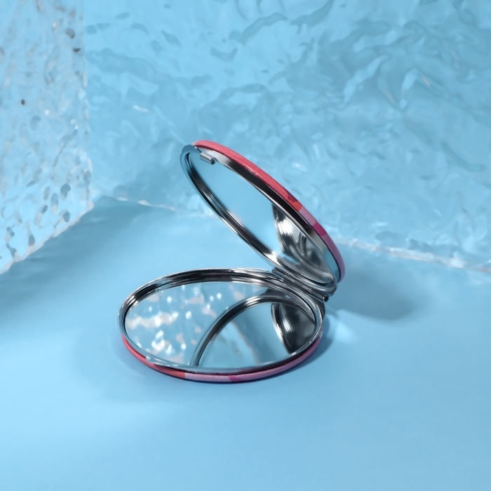 Зеркало складное «Совята», d = 6 см, искусственная кожа, цвет розовый