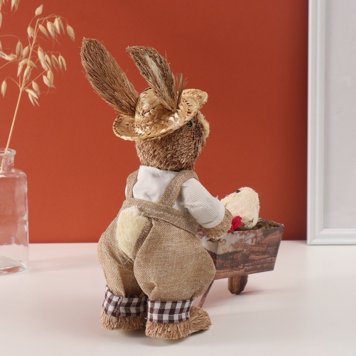 Декор Декор "Зайчик с курочкой в тележке" 10х30х27 см