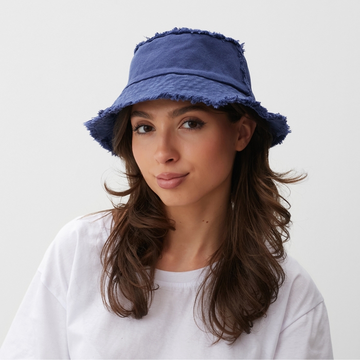 Панама джинсовая с необработанными краями MINAKU цвет синий, размер 56-58 Панама джинсовая с необработанными краями MINAKU цвет синий, размер 56-58