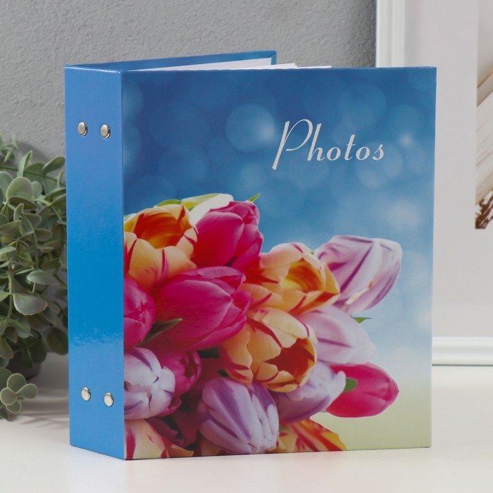 Фотоальбом на 200 фото 10х15 см Фотоальбом на 200 фото 10х15 см "Цветочная коллекция-4 Голубой"