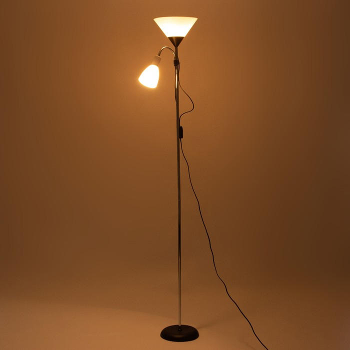 Торшер  Торшер "Тренд 2" 1х40Вт Е27+1хЕ27 40Вт серебристый 22х22х180 см.