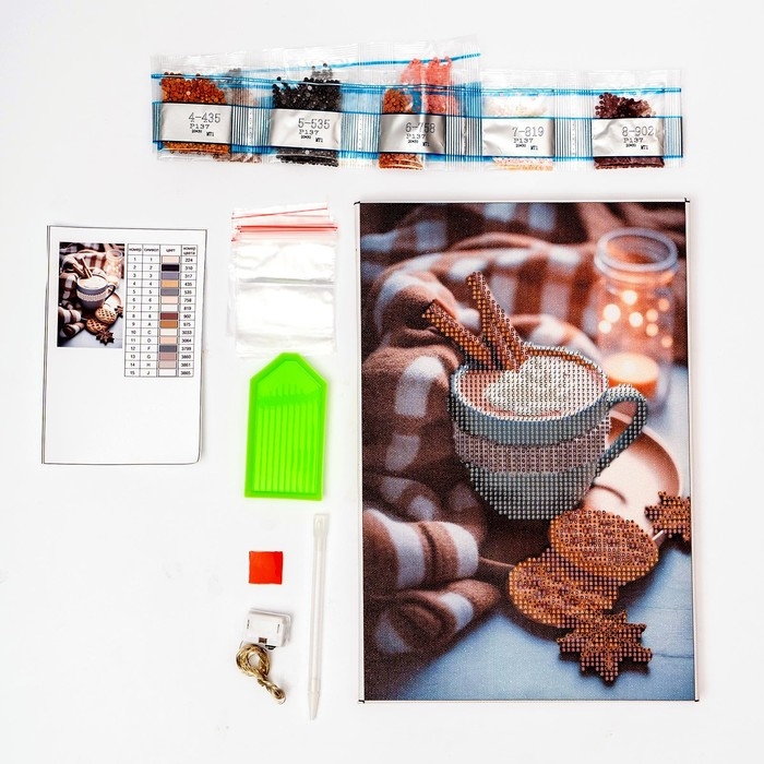 Новогодняя алмазная мозаика с гирляндой на подрамнике с частичным заполнением «Новый год. Чашка кофе», 20 х 30 см Новогодняя алмазная мозаика с гирляндой на подрамнике с частичным заполнением «Новый год. Чашка кофе», 20 х 30 см