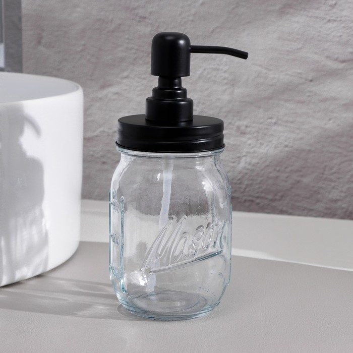 Набор аксессуаров для ванной, 4 предмета (дозатор, стакан для щёток, 2 банки), цвет чёрный Набор аксессуаров для ванной, 4 предмета (дозатор, стакан для щёток, 2 банки), цвет чёрный