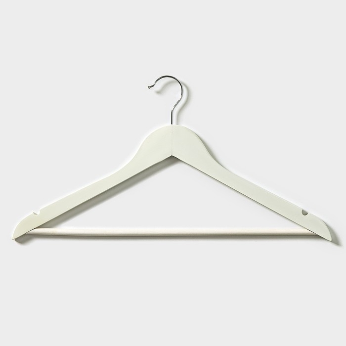 Плечики - вешалки для одежды Доляна, 44,5×23 см, 3 шт, с перекладиной, широкие плечики, деревянные сорт B, цвет белый Плечики - вешалки для одежды Доляна, 44,5×23 см, 3 шт, с перекладиной, широкие плечики, деревянные сорт B, цвет белый