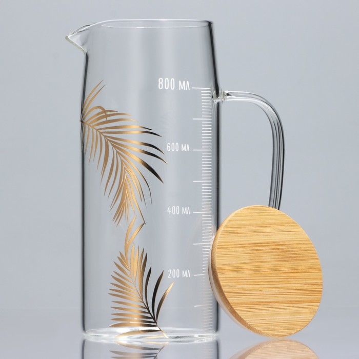 Кувшин стеклянный с бамбуковой крышкой «Тропики», 1000 мл, с крышкой Кувшин стеклянный с бамбуковой крышкой «Тропики», 1000 мл, с крышкой