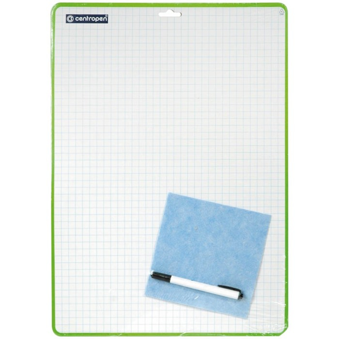 Доска маркерная A3 двусторонняя: без рисунка/клетка Centropen + маркер 7789, ткань для стирания Доска маркерная A3 двусторонняя: без рисунка/клетка Centropen + маркер 7789, ткань для стирания
