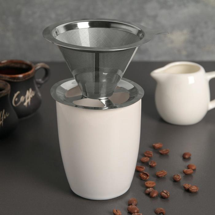 Воронка-дриппер V60 из нержавеющей стали для заваривания кофе «Пуровер», 304 сталь, 10×6 см Воронка-дриппер V60 из нержавеющей стали для заваривания кофе «Пуровер», 304 сталь, 10×6 см