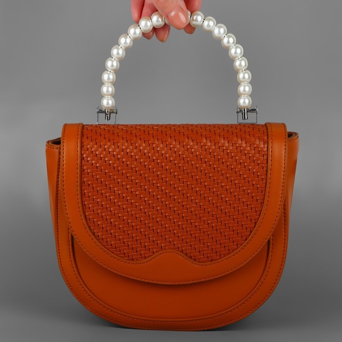 Ручка для сумки, металлическая, жемчужные бусы, на прокол, 12,5 × 9 × 1,2 см, цвет белый/серебряный Ручка для сумки, металлическая, жемчужные бусы, на прокол, 12,5 × 9 × 1,2 см, цвет белый/серебряный