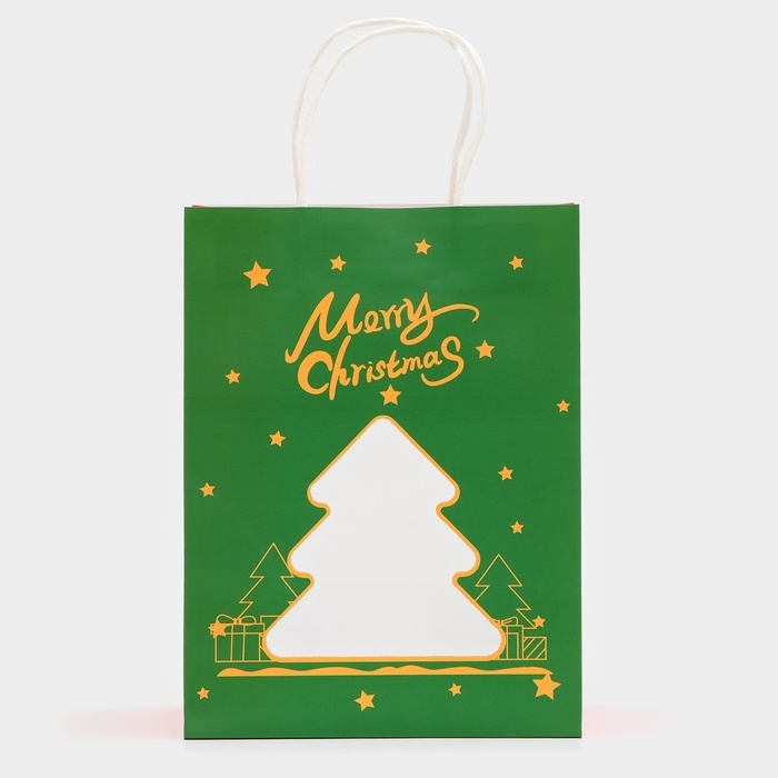 Пакет подарочный новогодний с окном Пакет подарочный новогодний с окном "Ёлка" 19 х 26 х 13 см.