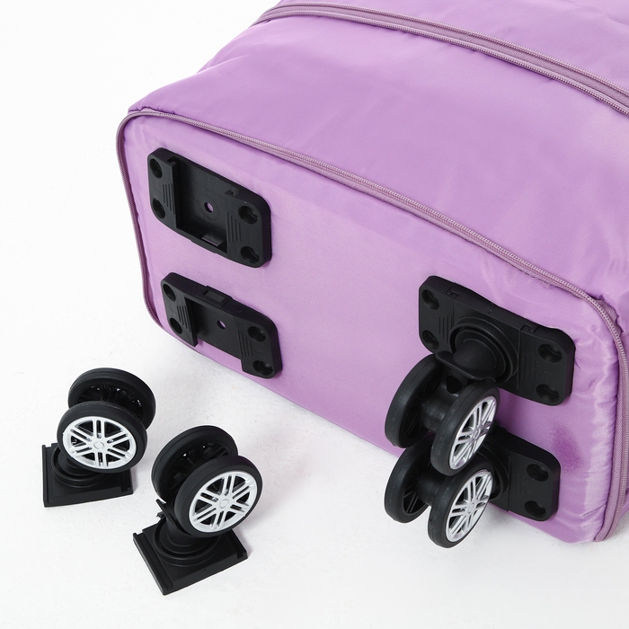 Сумка дорожная 20 Сумка дорожная 20" на съемных колёсах, отдел на молнии, с увеличением, 3 наружных кармана, держатель для чемодана, цвет сиреневый