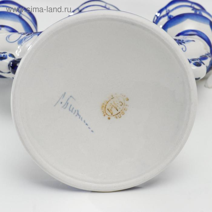 Подсвечник "Романс", гжель, фарфор, 22 см