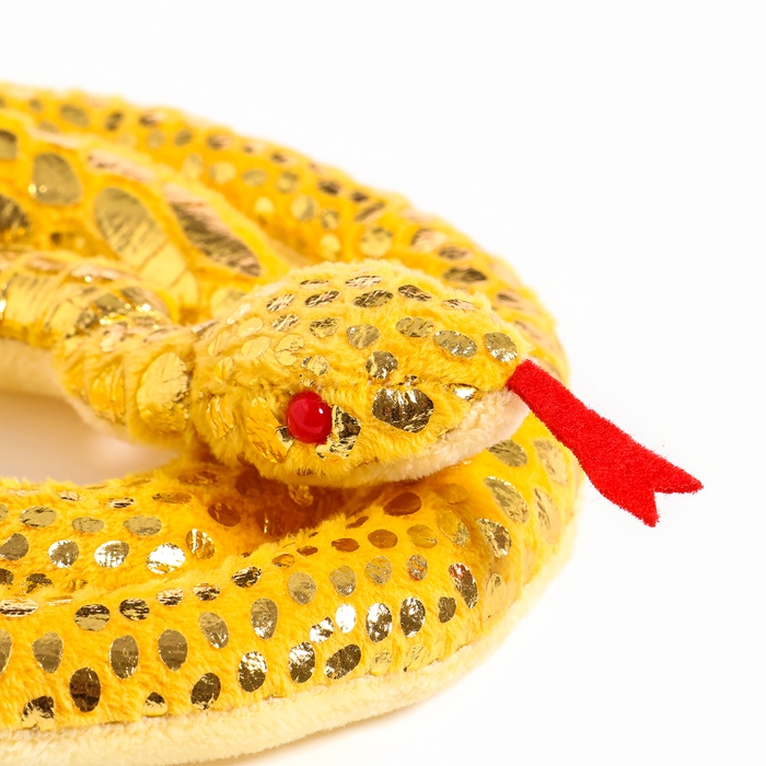 Мягкая игрушка «Змея», цвет жёлтый, с золотыми вставками, 80 см Мягкая игрушка «Змея», цвет жёлтый, с золотыми вставками, 80 см