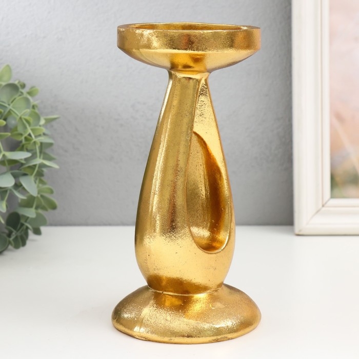 Подсвеник полистоун на 1 свечу  Подсвеник полистоун на 1 свечу "Капля" золото 10,5х10,5х20,5 см