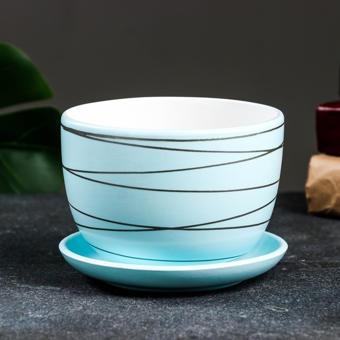 Горшок цветочный Горшок цветочный "Магнолия" голубой, 0,5 л