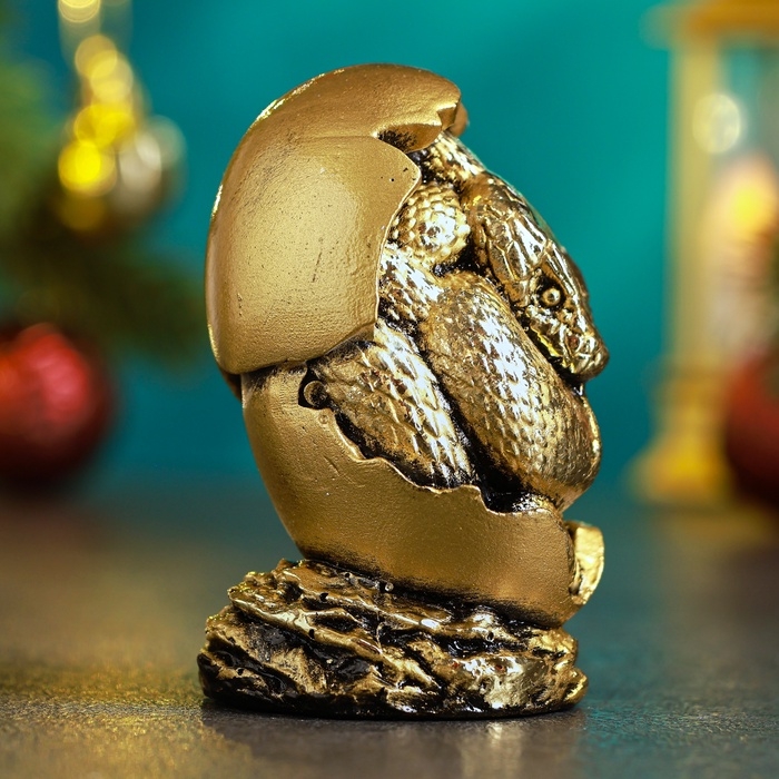 Новый год. Символ 2025. Фигура  Новый год. Символ 2025. Фигура "Змея в яйце" золото, 4х4х7см