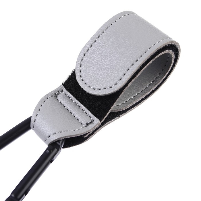 Карабин для сумок на коляску, на липучке, экокожа, цвет серый Карабин для сумок на коляску, на липучке, экокожа, цвет серый