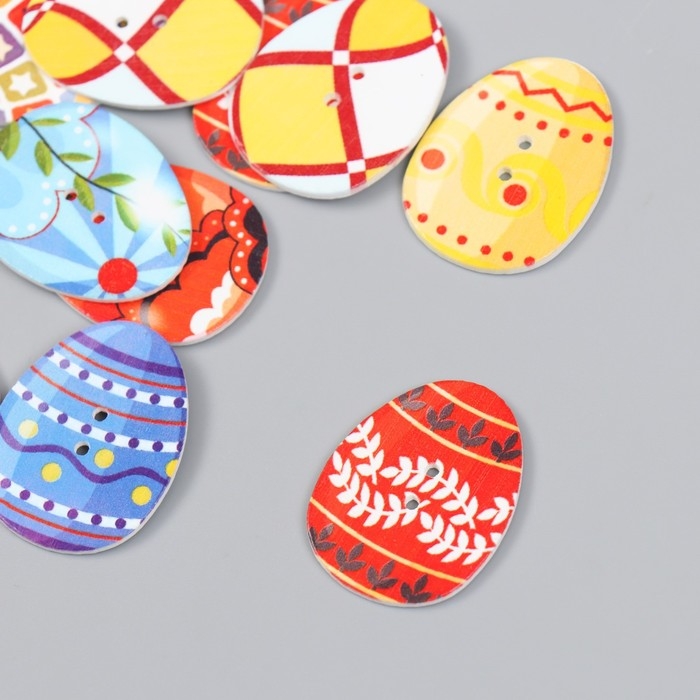 Пуговицы дерево для творчества 2 прокола Пуговицы дерево для творчества 2 прокола "Пасхальные яички" набор 16 шт 3,1х2,4 см