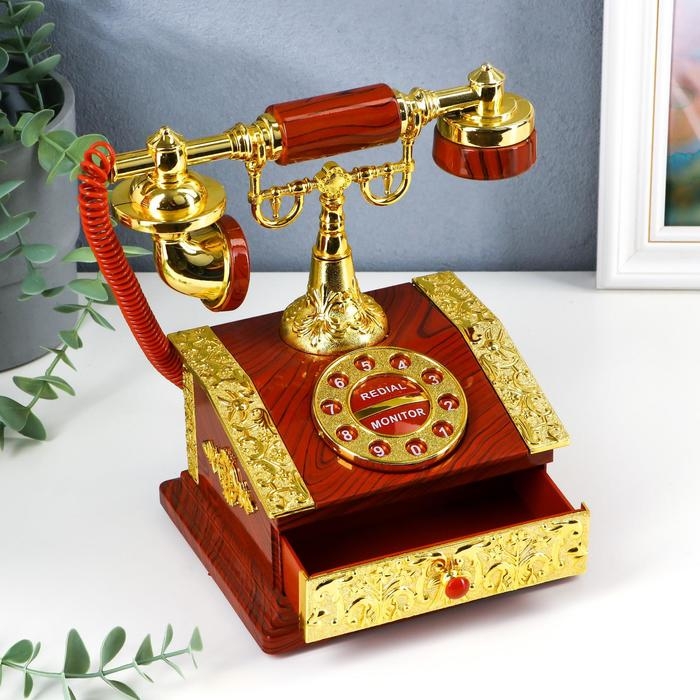 Шкатулка пластик музыкальная механическая Шкатулка пластик музыкальная механическая "Ретротелефон" 13х14,5х21 см