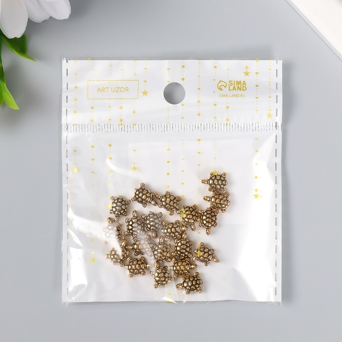 Бусины металл для творчества Бусины металл для творчества "Черепашка" золото набор 20 шт