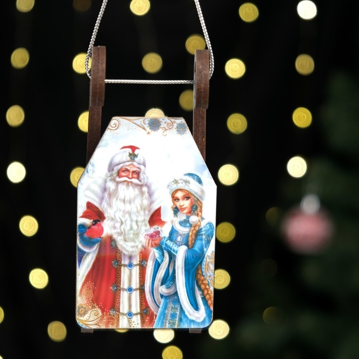 Елочное украшение Елочное украшение "Саночки №5", 12,5 х 6 см