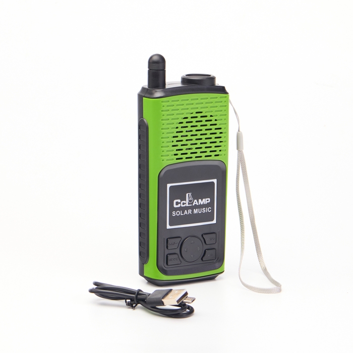 Фонарь аккумуляторный, 1500 мАч, радио, колонка, с солнечной батареей, зеленый Фонарь аккумуляторный, 1500 мАч, радио, колонка, с солнечной батареей, зеленый