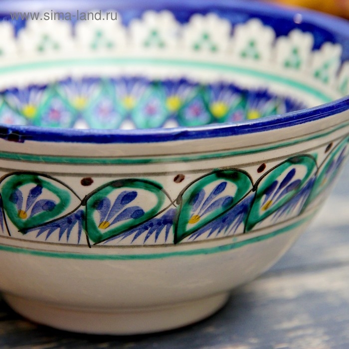 Коса Риштанская Керамика  Коса Риштанская Керамика "Узоры" 15,5 см, средняя, синий микс