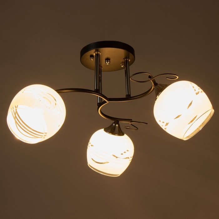 Люстра Люстра "Милава" 3хЕ27 40Вт чёрно-хромовый 62х62х27 см BayerLux