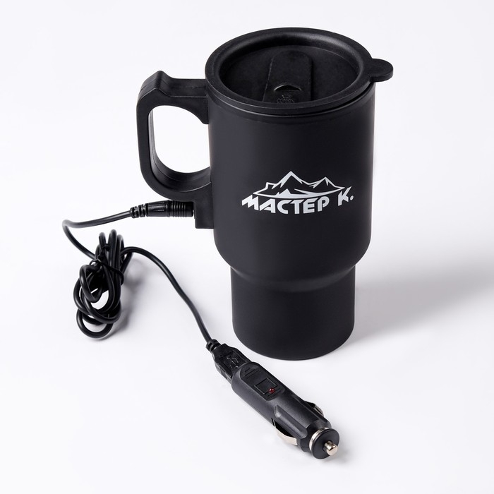 Термокружка, 450 мл, Автомобильная "Мастер К", сохраняет тепло 4 ч, 12х17 см, черная