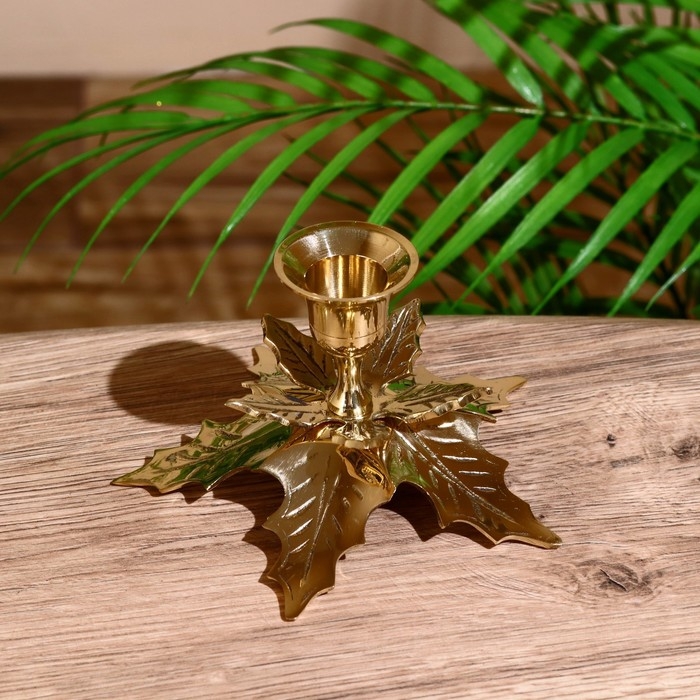 Подсвечник "Лист" латунь 8 см