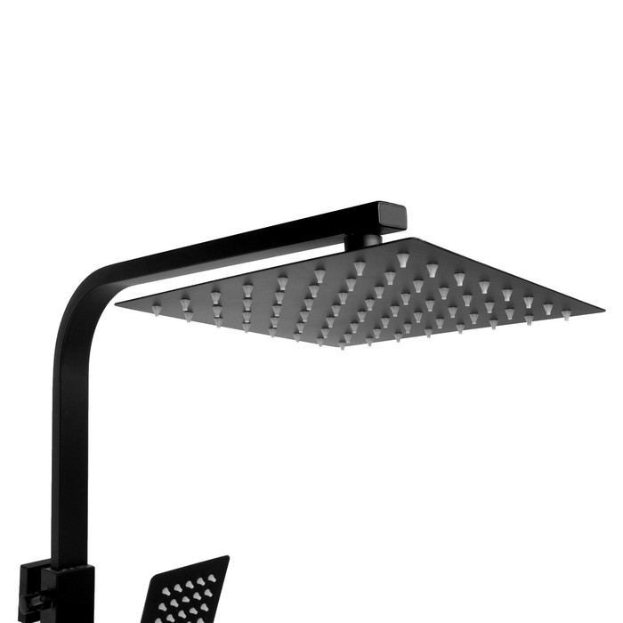 Душевая система ZEIN Z1006, смеситель, тропическая и ручная лейка, стойка, черный Душевая система ZEIN Z1006, смеситель, тропическая и ручная лейка, стойка, черный