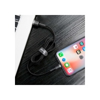 Кабель Baseus, Lightning - USB, 2.4 А, ПВХ оплётка, 1 м, чёрно-серый