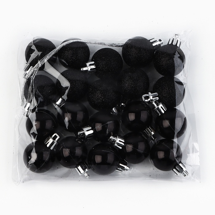 Новогодние шары ёлочные, на Новый год, d=3 см, 20 шт., цвет чёрный Новогодние шары ёлочные, на Новый год, d=3 см, 20 шт., цвет чёрный