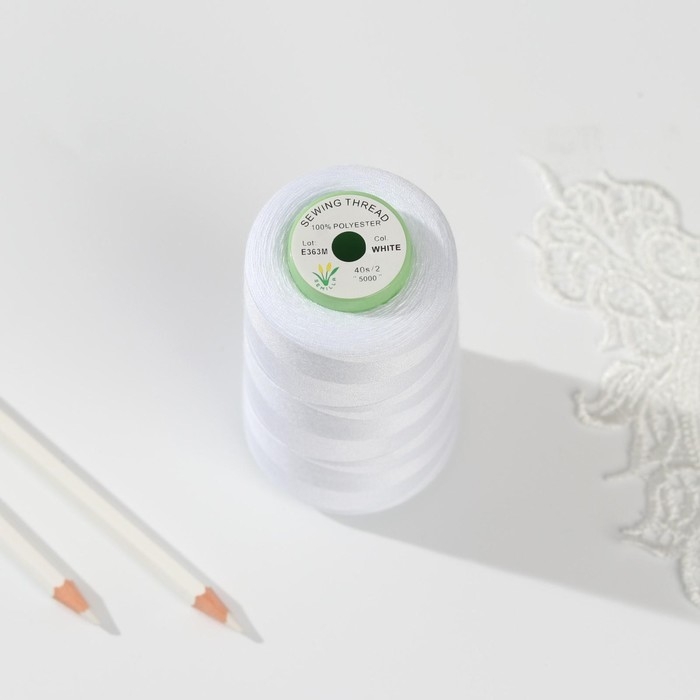 Нитки 40/2, 3100 м, цвет белый №1301 Нитки 40/2, 3100 м, цвет белый №1301