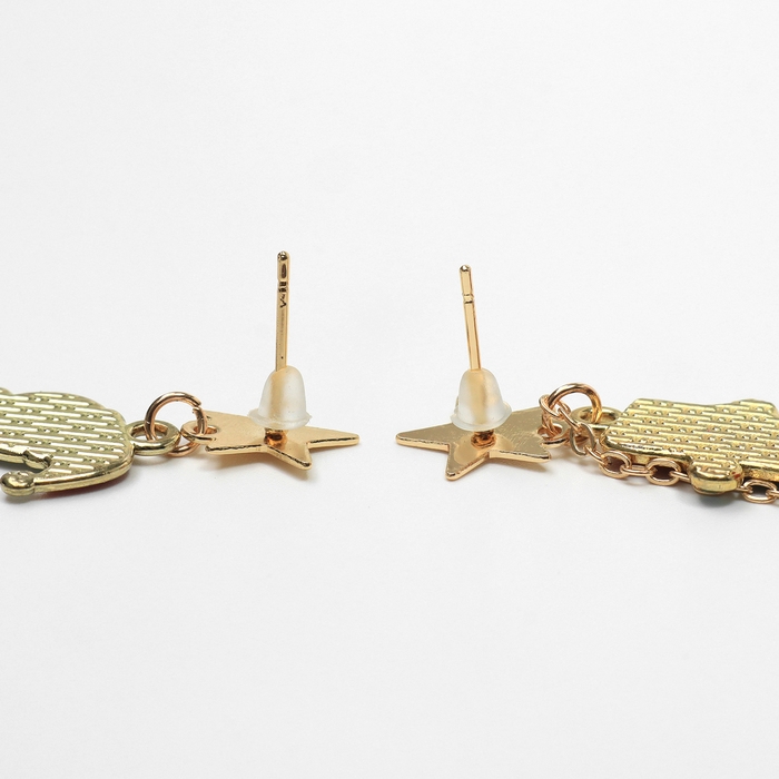 Новый год! Серьги «Новогодние» снеговик с носком, цветные в золоте Новый год! Серьги «Новогодние» снеговик с носком, цветные в золоте