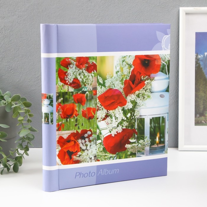 Фотоальбом  магнитный 23х28 см. 10 листов, "Маки"