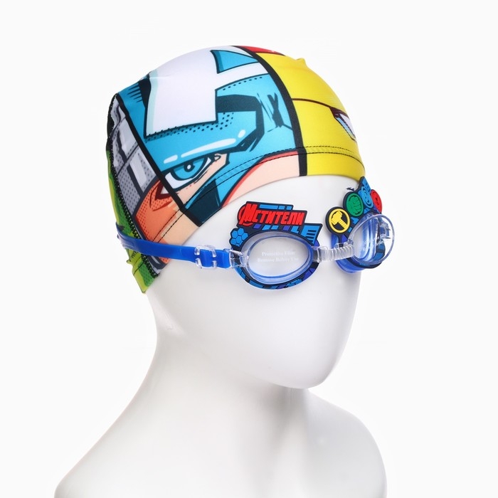 Набор детский «Мстители», в комплекте шапка, очки для плавания, мешок Набор детский «Мстители», в комплекте шапка, очки для плавания, мешок