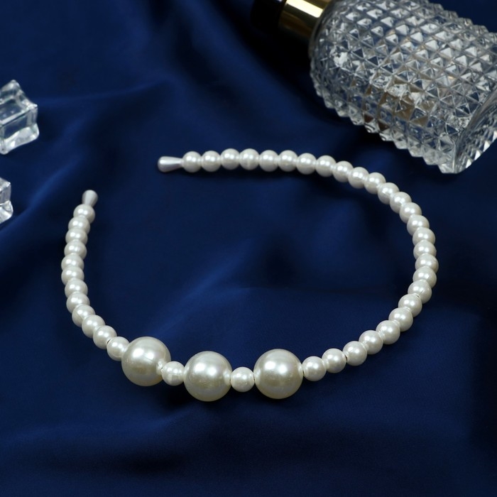 Ободок для волос "Жемчужный рай" 0,8 см, белый