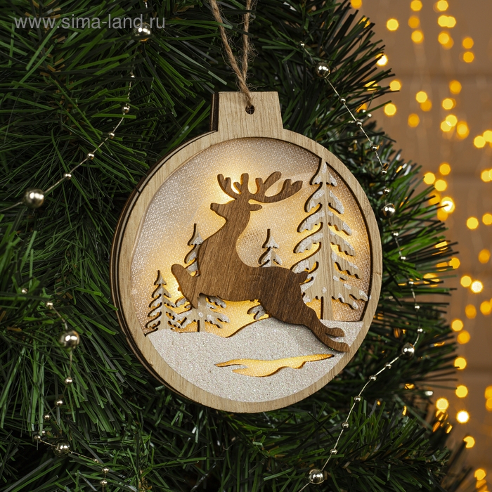 Ёлочная игрушка «Бегущий олень», от батареек, свечение тёплое белое Ёлочная игрушка «Бегущий олень», от батареек, свечение тёплое белое