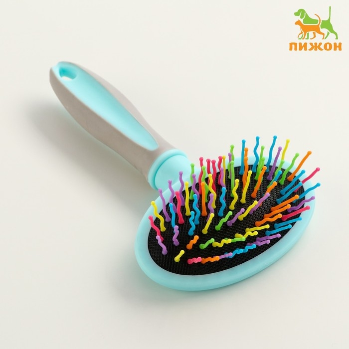 Пуходерка пластиковая мягкая с волнистыми зубьями, средняя, 9,5 х 16,5 см, мятная Пуходерка пластиковая мягкая с волнистыми зубьями, средняя, 9,5 х 16,5 см, мятная