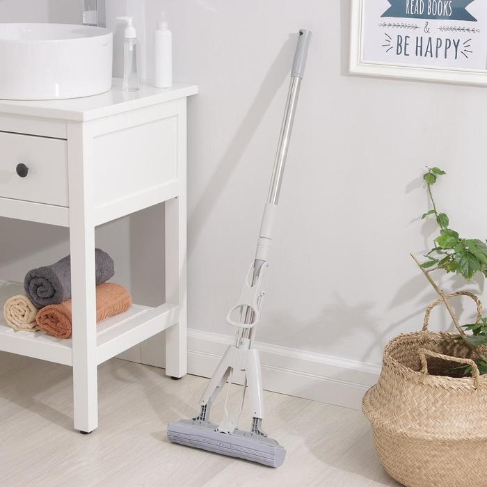 Швабра для мытья пола PVA Доляна, со складным отжимом, насадка 6×28 см, телескопическая стальная ручка 105(135) см Швабра для мытья пола PVA Доляна, со складным отжимом, насадка 6×28 см, телескопическая стальная ручка 105(135) см