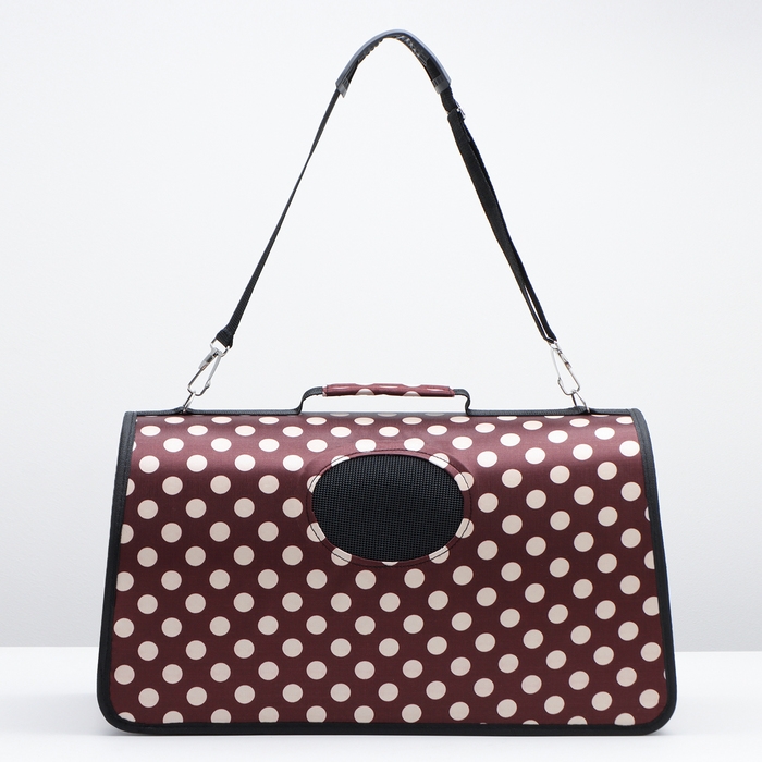 Сумка - переноска для животных  Сумка - переноска для животных "Горошек", коричневая, размер L, 53 х 21 х 29 см