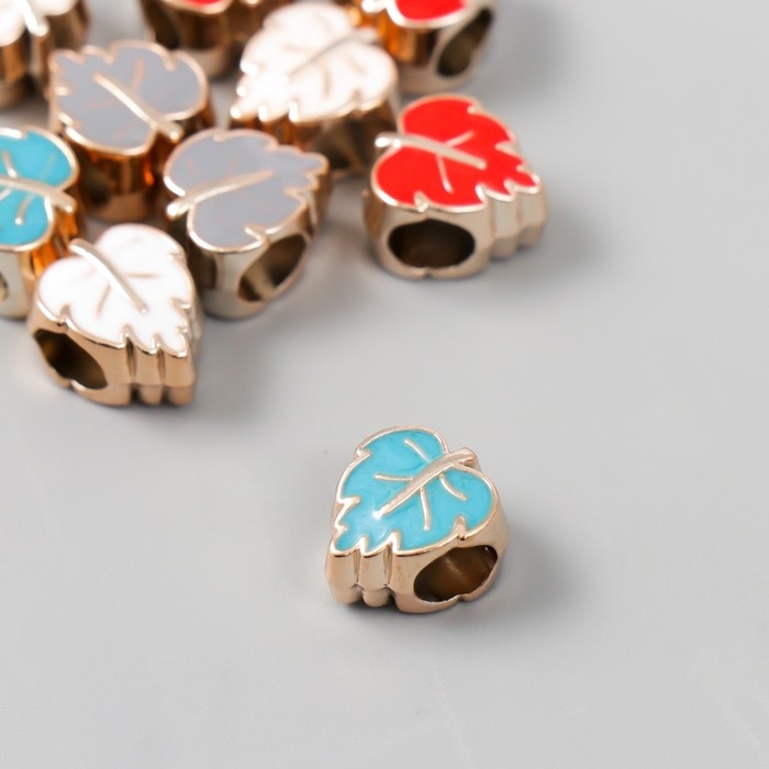 Бусины для творчества пластик Бусины для творчества пластик "Лист яркая серединка" МИКС набор 10 шт 1х1 см