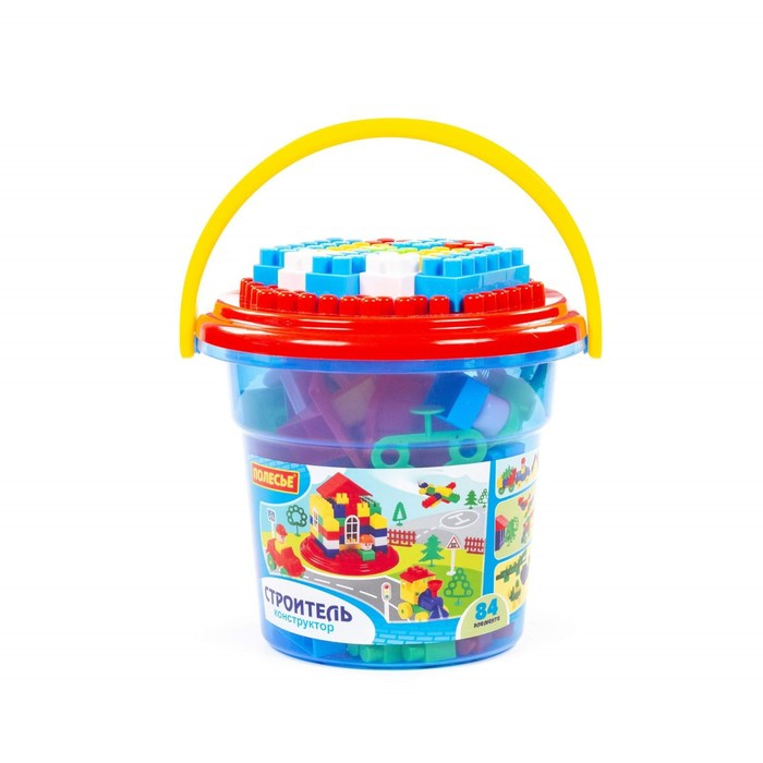 Конструктор «Строитель» 84 эл в ведре с крышкой Конструктор «Строитель» 84 эл в ведре с крышкой
