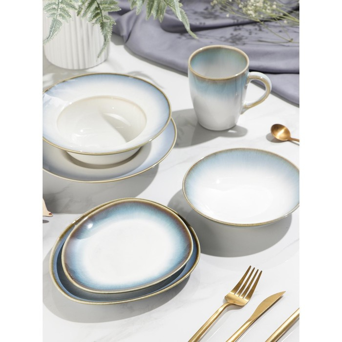 Тарелка фарфоровая для пасты Magistro «Пэвэти», 800 мл, d=19,5 см, цвет голубой Тарелка фарфоровая для пасты Magistro «Пэвэти», 800 мл, d=19,5 см, цвет голубой