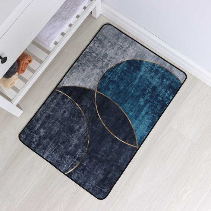 Коврик для дома Доляна «Мэни», 60×90 см, цвет синий