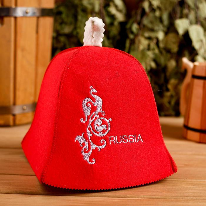 Шапка для бани  Шапка для бани "Russia" красная