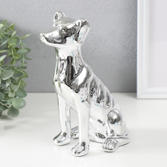 Копилка керамика Копилка керамика "Пёсик серебристый" 11,5х9,5х20,5 см