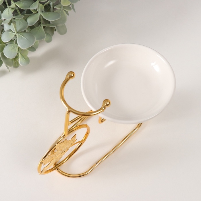 Аромалампа металл, керамика  Аромалампа металл, керамика "Золотой велосипед с листом" 10х17,5х12 см